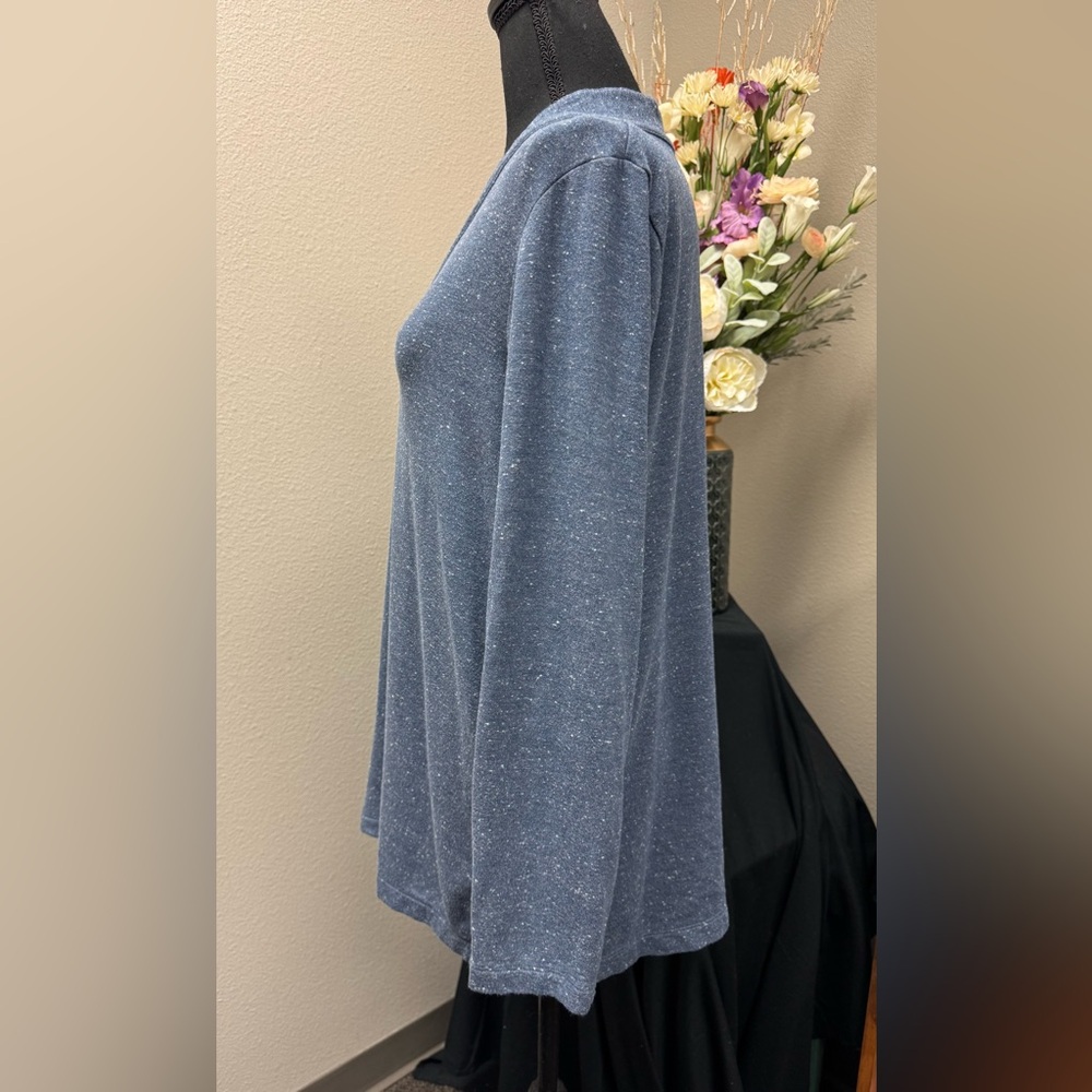 Pure Jill Tranquility Fleece Heather Blue Long Sleeve V-Neck Top Tunic Size M - Picture 5 of 9